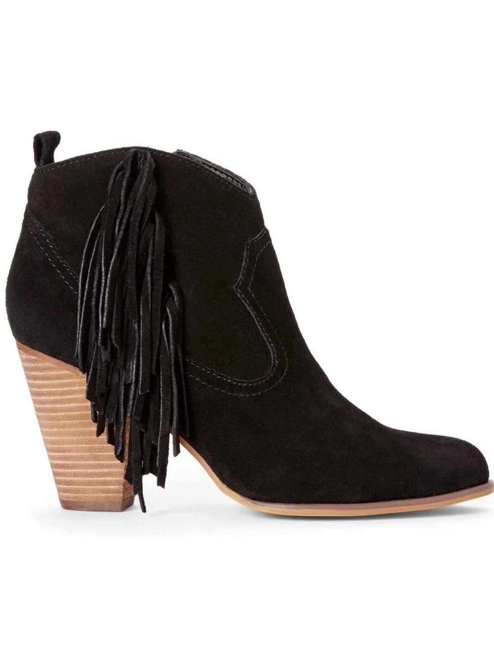 NWT Steve Madden Black Suede Ohio Fringe Ankle Boots Festival Western Size 8